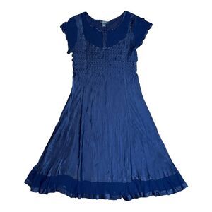 NWT Dress Barn Collection Navy Blue A-Line Dress Party Feminine Keyhole Size L